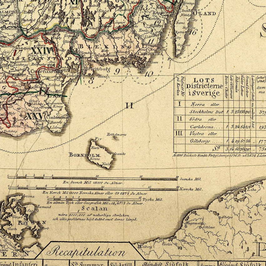Map of Sweden - Detailed vintage poster