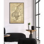 Map of Sweden - Detailed vintage poster