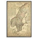 Map of Sweden - Detailed vintage poster