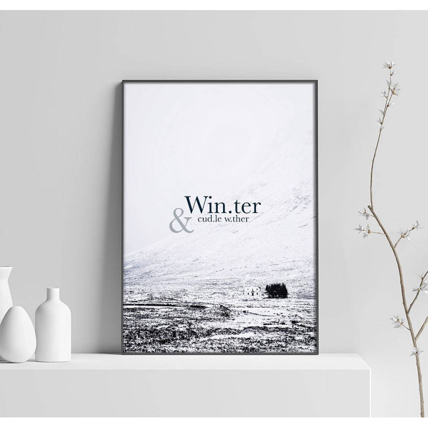 Enkelt Vintermotiv - Svartvit Textposter