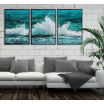 Vackra turkosa vågor - Tredelad tavla