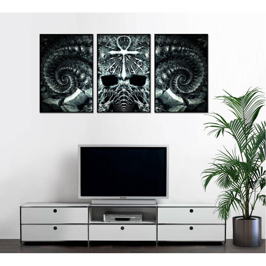 Abstract Skull - Three Piece Dark Poster