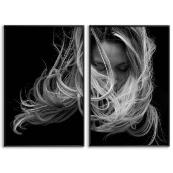 Kvinnas vackra hår - Svartvit poster i två delar