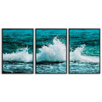 Vackra turkosa vågor - Tredelad tavla