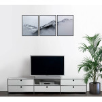 Bergstoppar i dimma - Svartvit tavla i tre delar