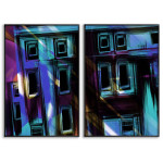 Abstrakt arkitektur - Turkos / blå tavla i två delar