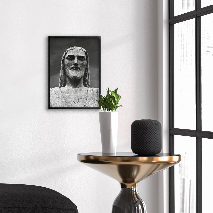 Jesus Staty Porträtt - Svartvit Poster