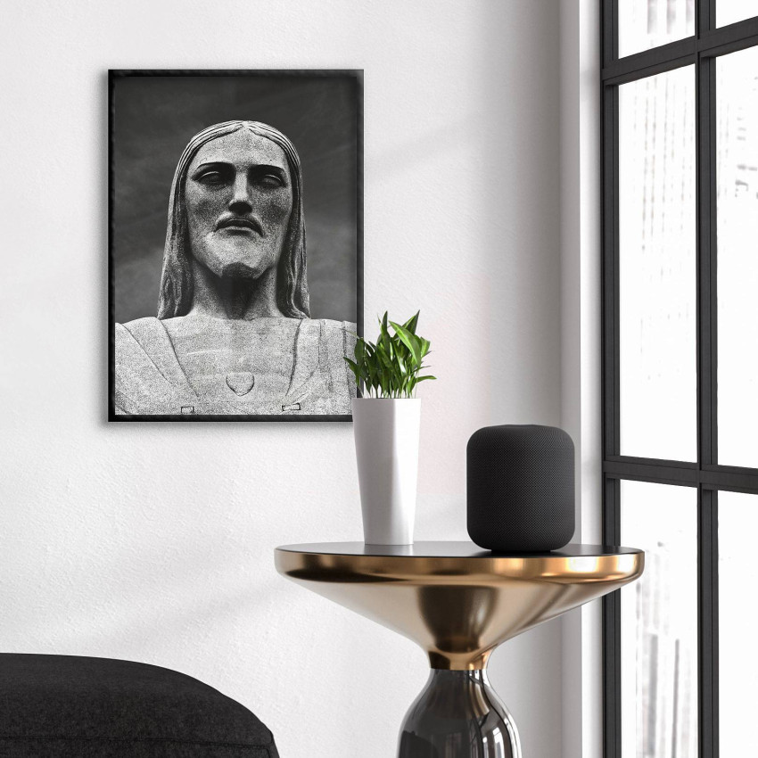 Jesus Staty Porträtt - Svartvit Poster