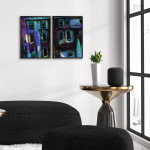 Abstrakt arkitektur - Turkos / blå tavla i två delar