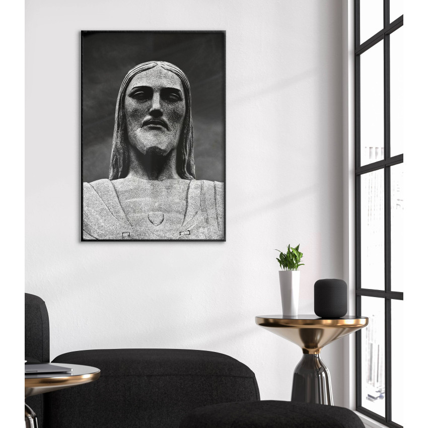 Jesus Staty Porträtt - Svartvit Poster