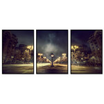 Stadsmotiv med gågata - Tredelad panorama poster