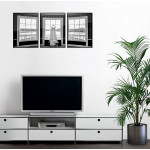 Vit klänning i slottet - Tredelad svartvit poster