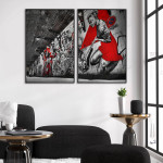 Graffiti i tunnelbana - Svartvit / röd poster i två delar