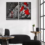 Graffiti i tunnelbana - Svartvit / röd poster i två delar