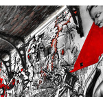 Graffiti i tunnelbana - Svartvit / röd poster i två delar