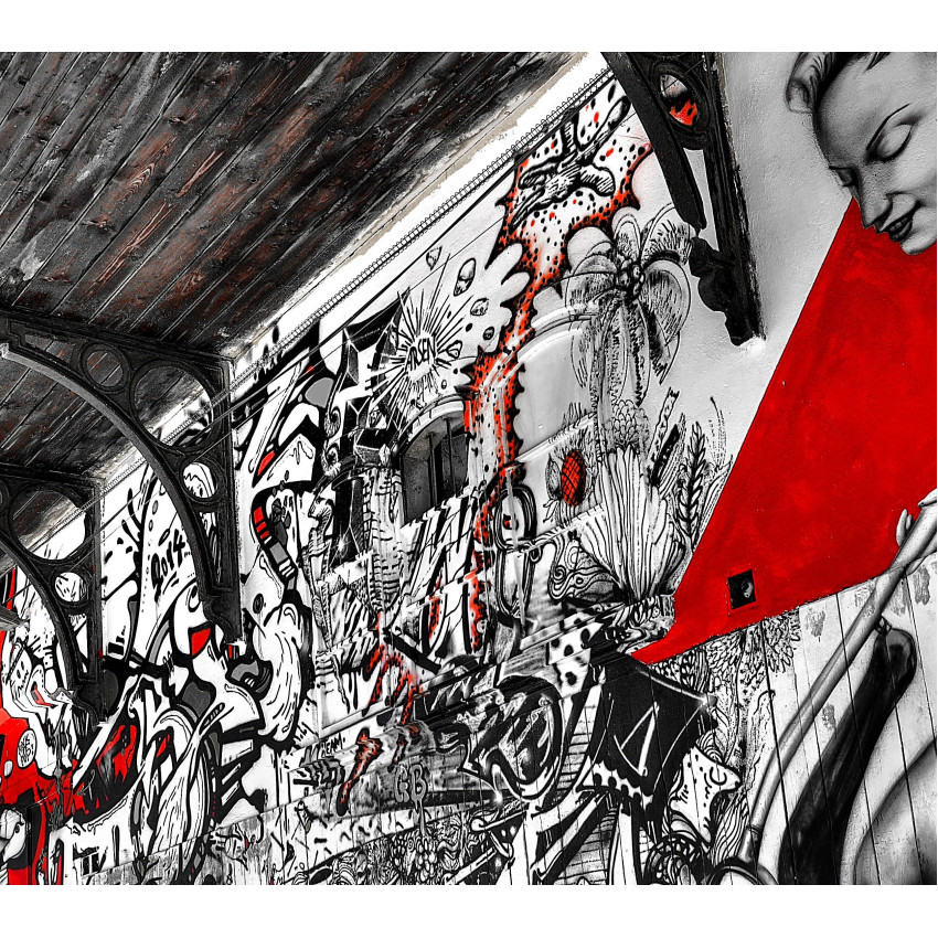 Graffiti i tunnelbana - Svartvit / röd poster i två delar