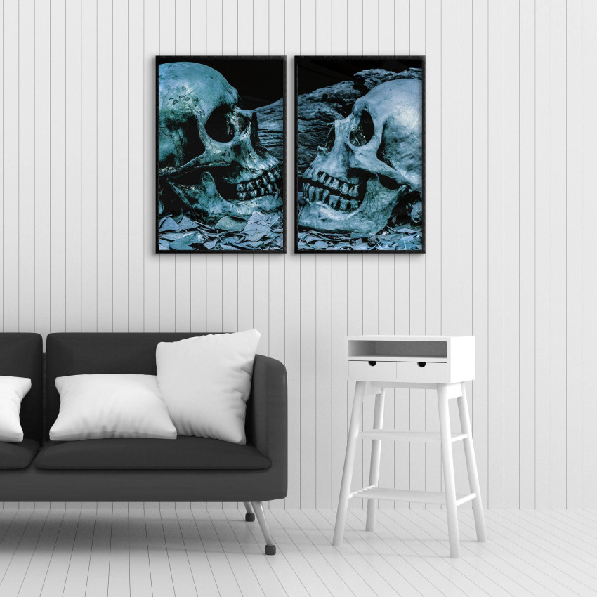 D&ouml;dskallar i profil - Turkos poster i tv&aring; delar