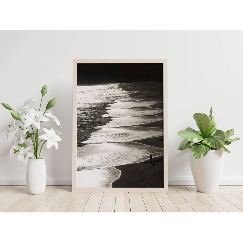 Vacker Stand med Vågor - Svartvit Poster