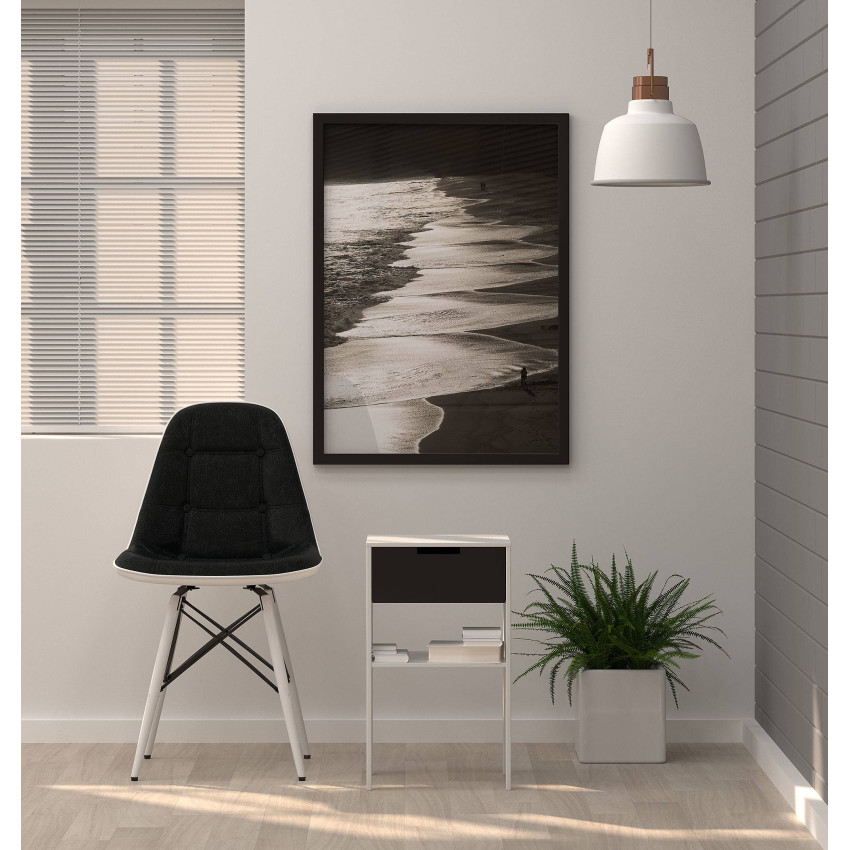 Vacker Stand med Vågor - Svartvit Poster