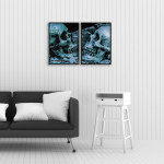 D&ouml;dskallar i profil - Turkos poster i tv&aring; delar