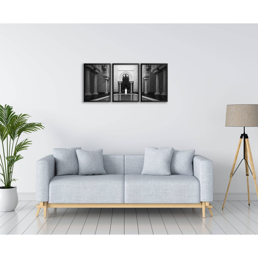 Hall i palats - Tredelad svartvit poster