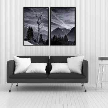 Vacker Nordisk natur - Svartvit poster i två delar