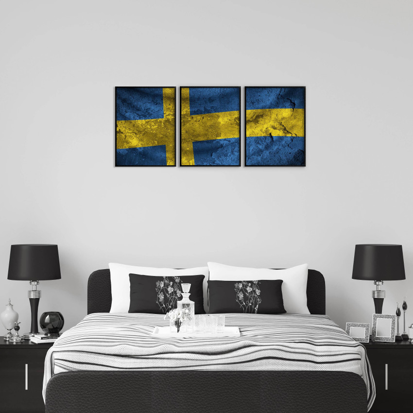 Sweden Flag - Three Piece Poster 50x70 cm x 3