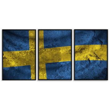 Sveriges flagga Grunge - Poster i tre delar