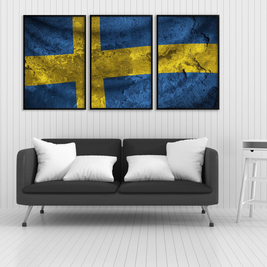 Sweden Flag - Three Piece Poster 50x70 cm x 3