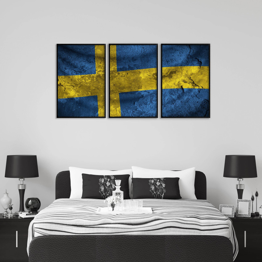 Sweden Flag - Three Piece Poster 50x70 cm x 3