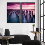 Pier by the Ocean - Two Piece Colorful Poster
