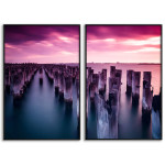 Pier by the Ocean - Two Piece Colorful Poster