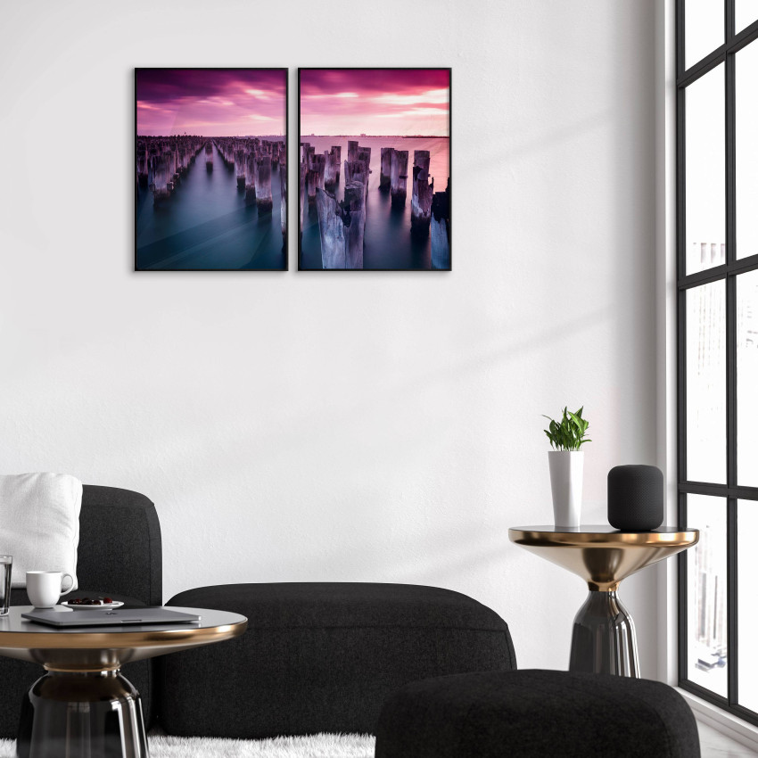 Pier by the Ocean - Two Piece Colorful Poster