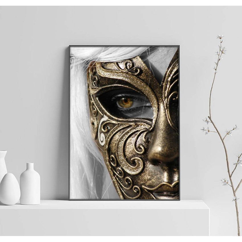 Beautiful Woman in Mask - Simple Poster