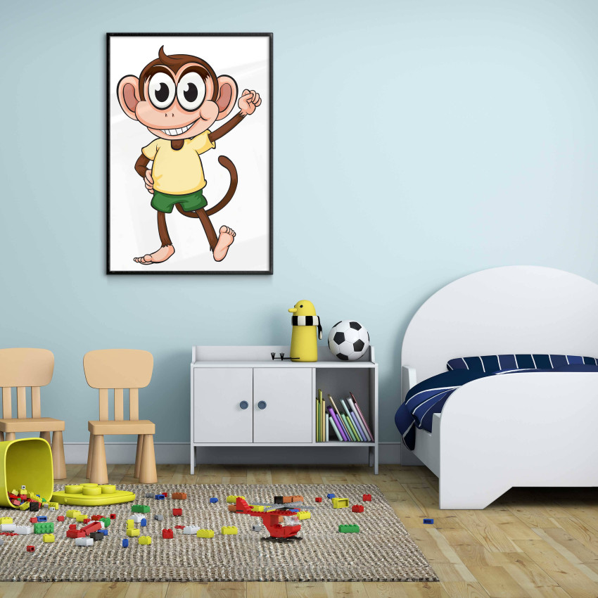 Cute Monkey - Kids Room Poster 