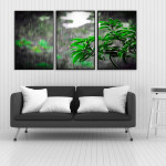 Green Leaves Panorama - Three Piece Poster