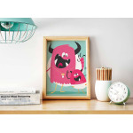 Cute Pink Monsters - Baby Room Poster 