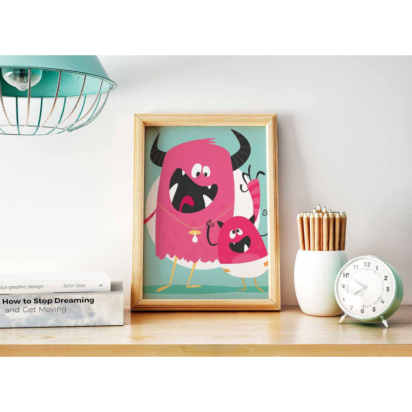 Cute Pink Monsters - Baby Room Poster 