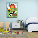 Söt Kossa och Ladugård - Barntavla & Plansch