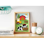 Söt Kossa och Ladugård - Barntavla & Plansch