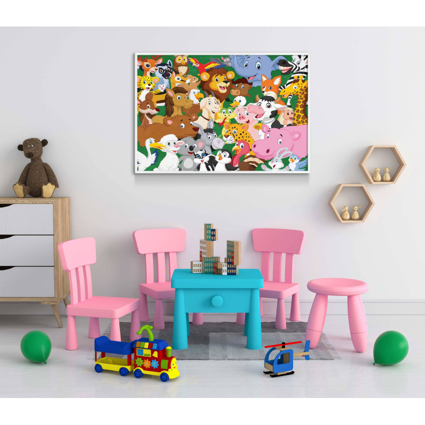 Söta Djur i Djungeln - Färgglad Barntavla