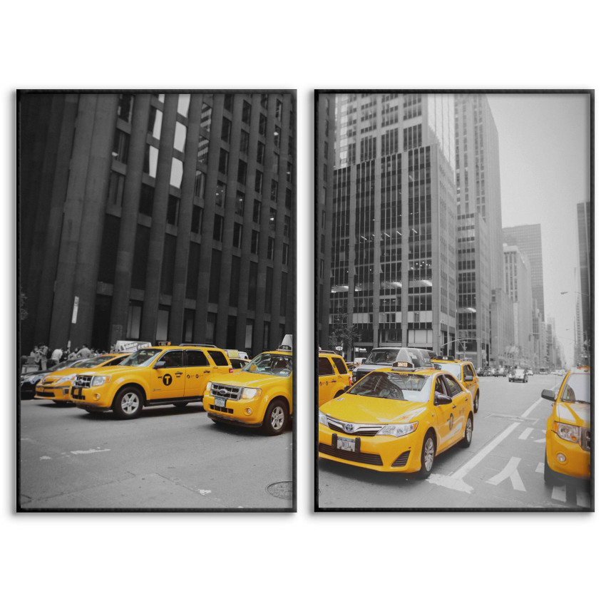 Yellow Cabs in New York - Two Piece Poster