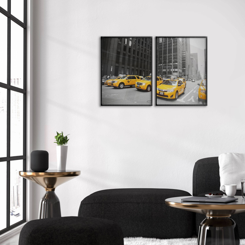 Yellow Cabs in New York - Two Piece Poster