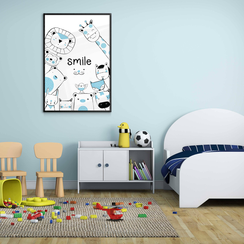 Barntavla med Glada Djur - Poster