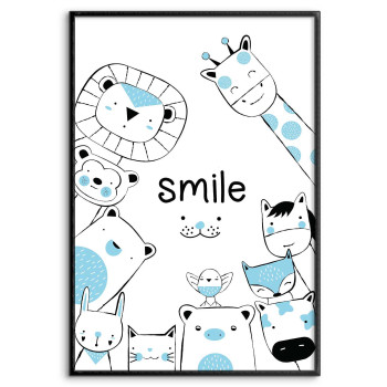 Barntavla med Glada Djur - Poster