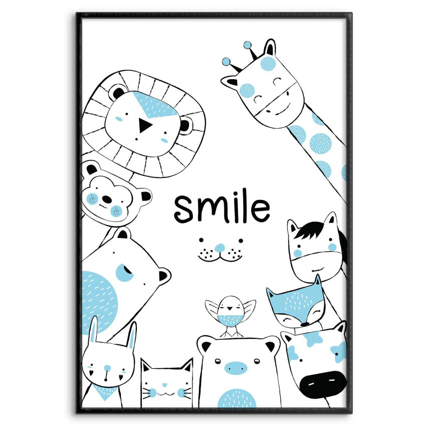 Barntavla med Glada Djur - Poster