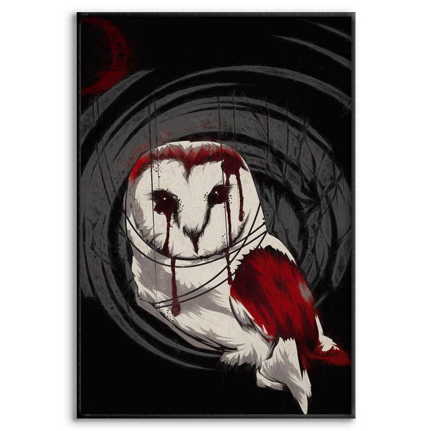 Uggla Illustration - Svartvit & Röd Poster