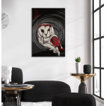 Uggla Illustration - Svartvit & Röd Poster