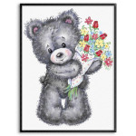 Teddybear with Flowers - Simple & Cute Poster 