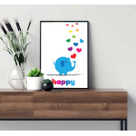Cute Baby Elephant & Hearts - Simple Poster 